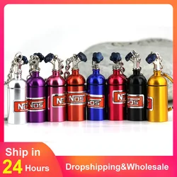 NOS Turbo Keychain Creative New Mini Nitrous Oxide Bottle Keyring Key Chain Ring Keyfob Stash Pill Box Storage