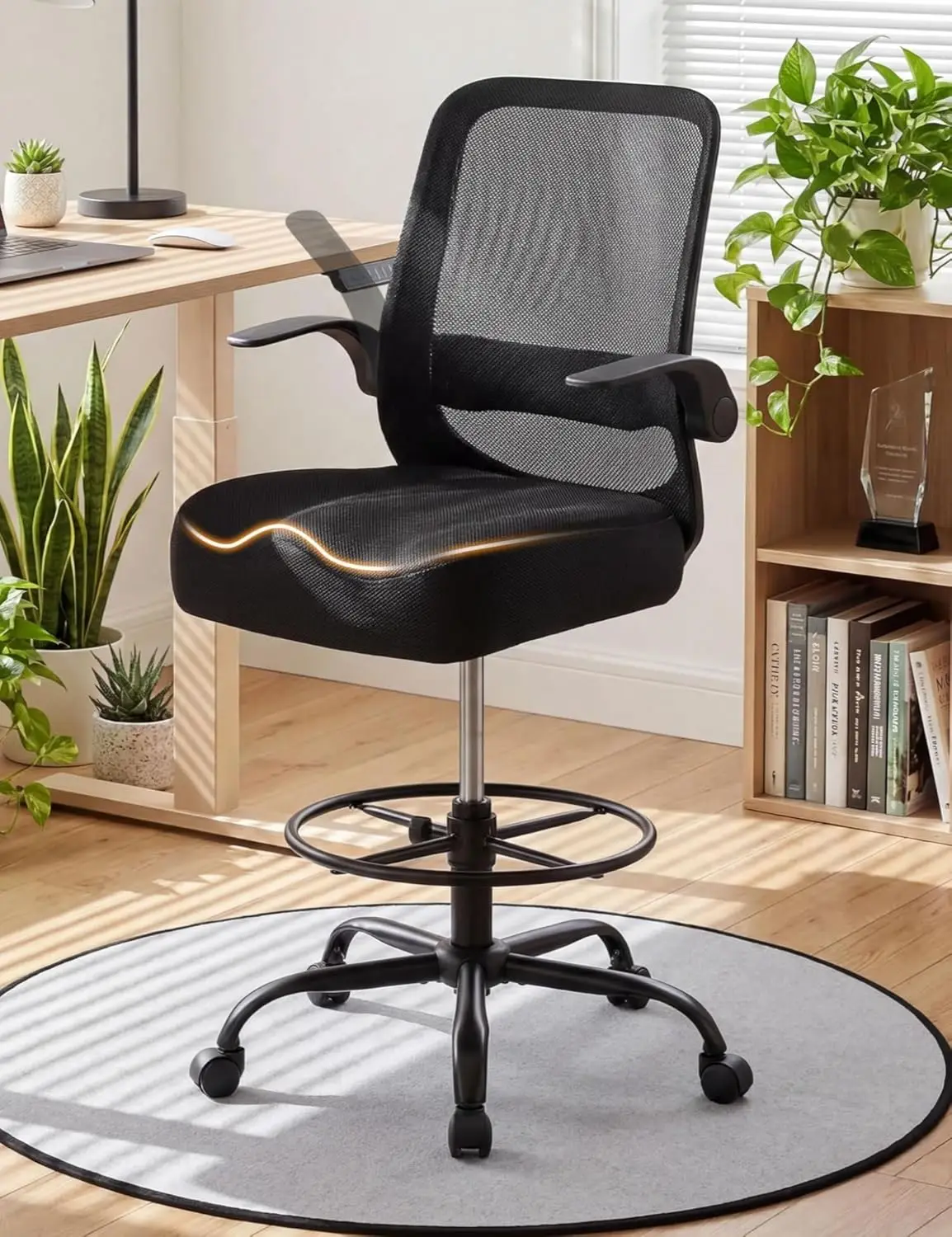 Drafting Chair 500LBS – Tall Office Chair with Adjustable Height & Foot Ring for Standing Desk, Ergonomic Mesh, Customized