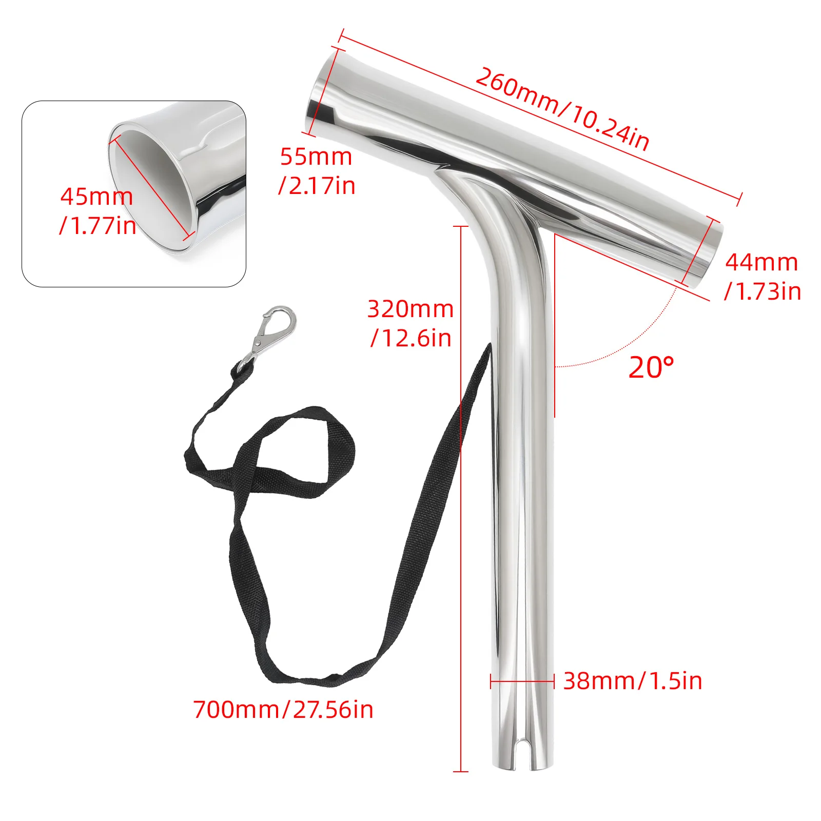 (2pcs)Marine Rod Holder Outrigger for Fishing Marine Grade Stainless Steel Highly Polished