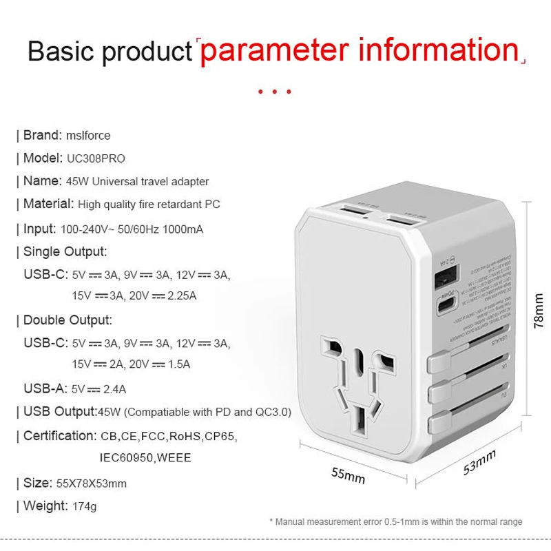 범용 여행용 플러그 어댑터, Pd 65w gan 45w 고속 충전기, eu to us USB 멀티 타입 C 플러그, 태블릿, 아이패드, 닌텐도 스위치, ps5, PSP