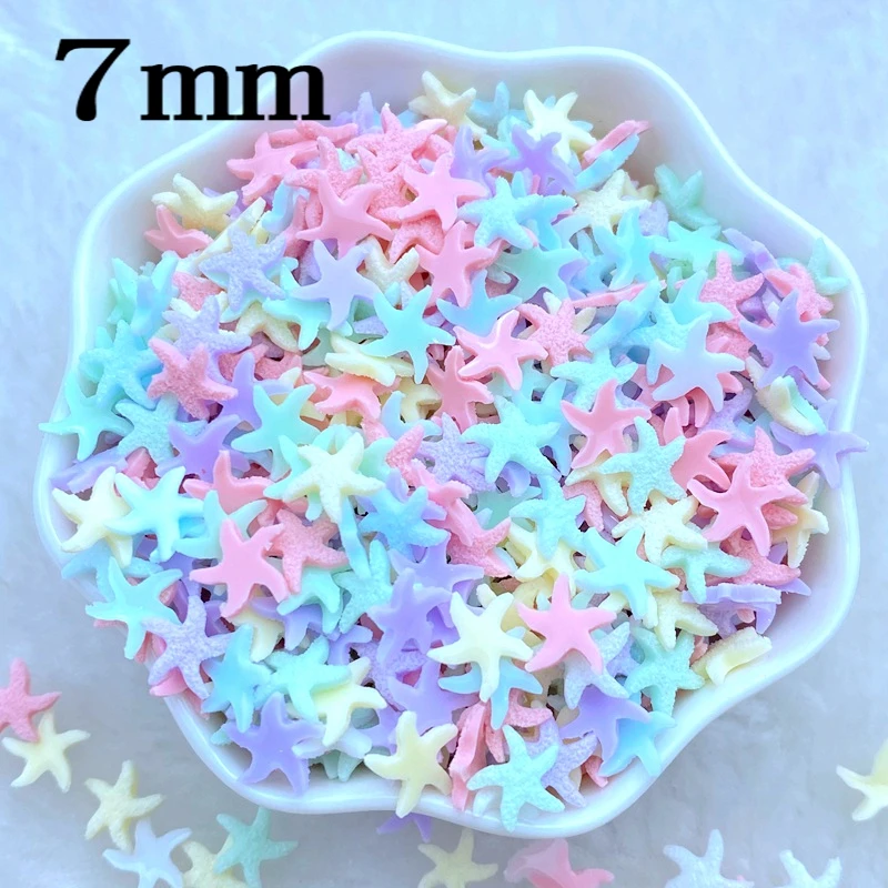 100Pcs New Cute 7mm Mini Conch Sea Star Bow Series Flat Back Manicure Parts Embellishments For Hair Bows Accessories