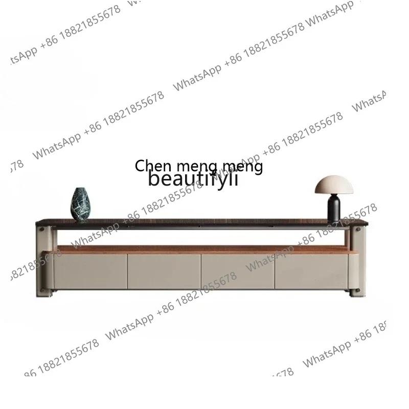 

B178 Italian TV Cabinet Living Room Storage Locker Light Luxury Walnut Solid Wood TV Cabinet2936