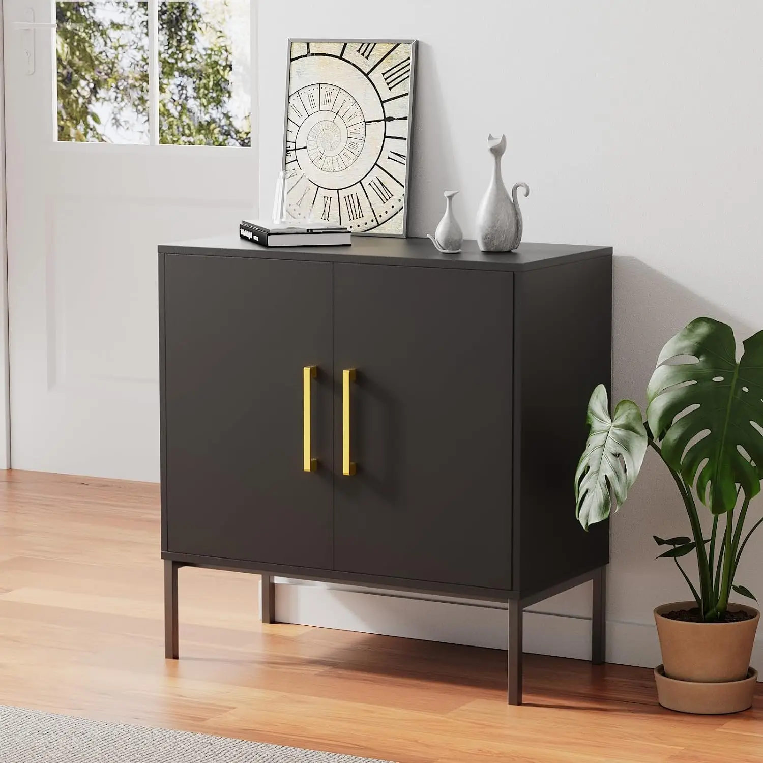 

Comfort Corner Storage Cabinet with Doors and Shelves, Free Standing Office Cabinet,for Kitchen, Living Room, Bedroom, Hallway