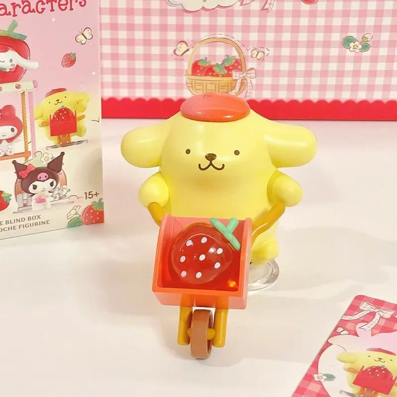 Sanrio personajes fresa serie Estate caja ciega Kuromi My Melody Cinnamoroll personaje modelo Pom Purin muñeca regalo juguete