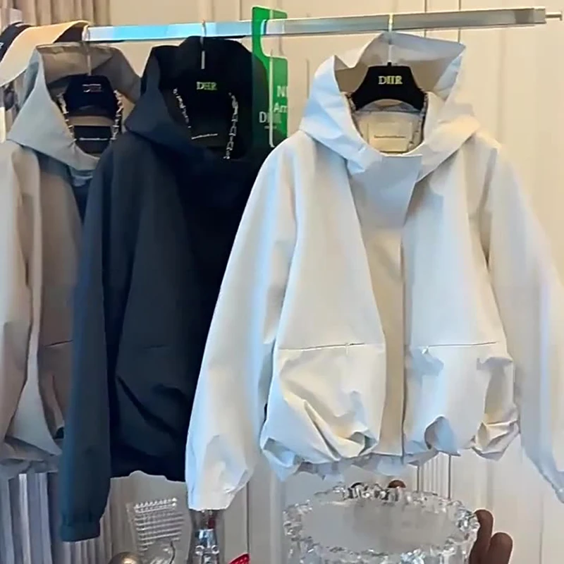 

2025 Spring Autumn Ladies Outerwear Unique Casual Stylish Female Trench Coats Comfortable Hooded Outdoor Windbreaker Jacket