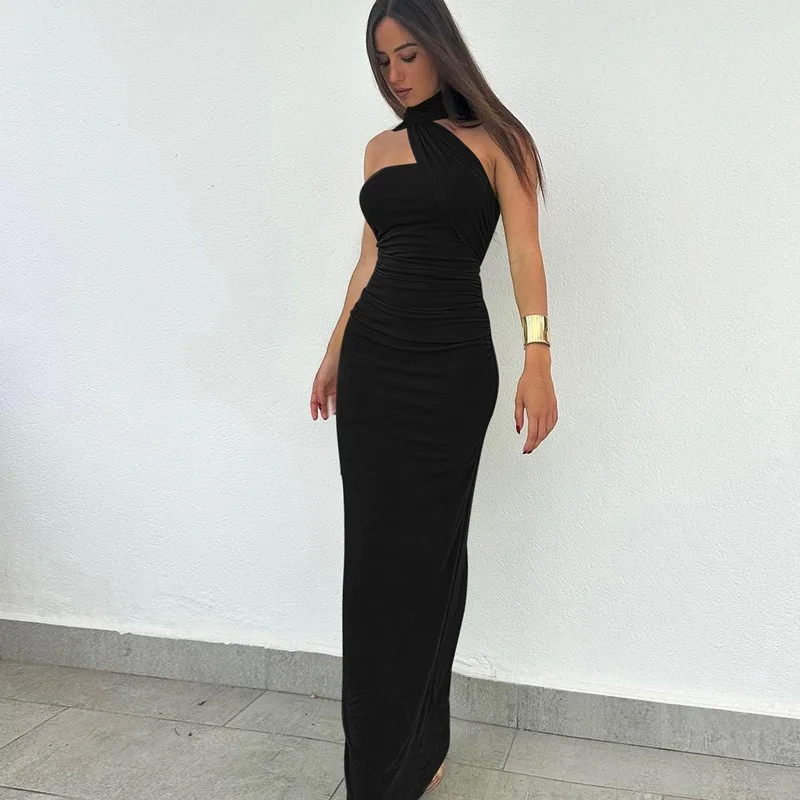 GIYSILE Mode 2025 Nieuwe vrouwen Sexy Tube Top Mouwloos Lange Street Style Slanke Lange Streamer Mouwloze Feestavondjurken