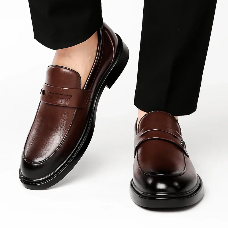 Business Men's Leather Shoes Classic And Fashionable Gentleman Style Daily Office Outdoor Formal Party Black Loafers Hot Selling