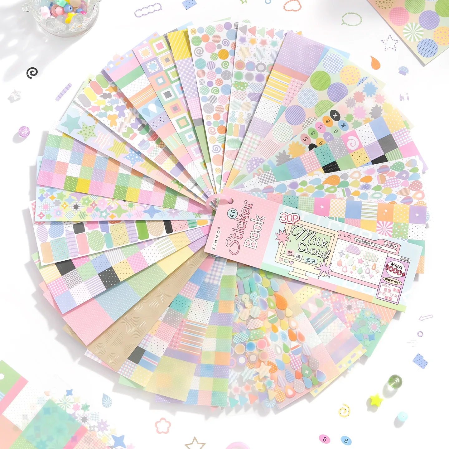 30/60 Pcs Color Card Die Cut Stickers Book Japanese Stationery Fundamentals 4.0 Series Handmade Decorative Scrapbooking Supplies