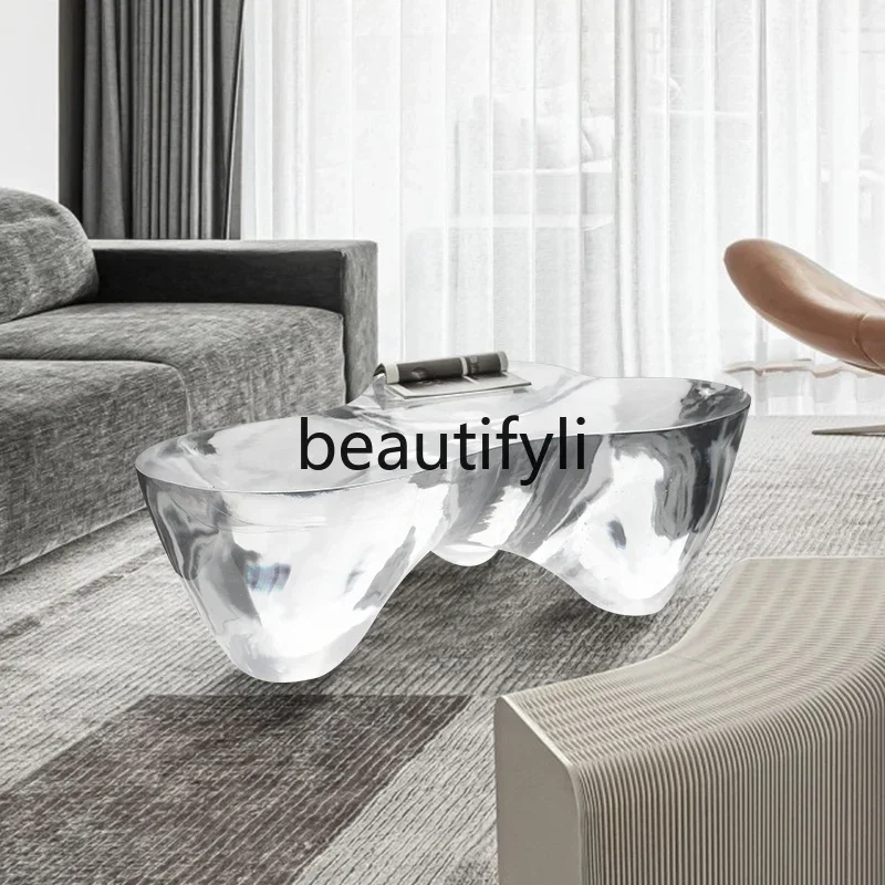Zqq1Light غرفة المعيشة الحديثة الفاخرة المنزل طاولة القهوة الإبداعية طاولة غرفة المعيشة طاولة حافة الاكريليك الشفاف