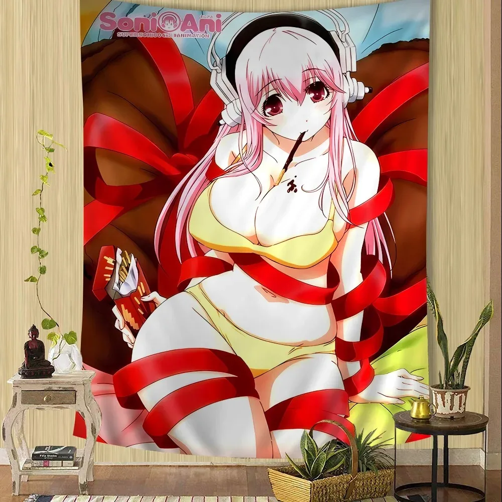 Tapisserie murale Manga Super Sonico, décor de salle de Science-Fiction, affiche suspendue pour chambre à coucher et salon