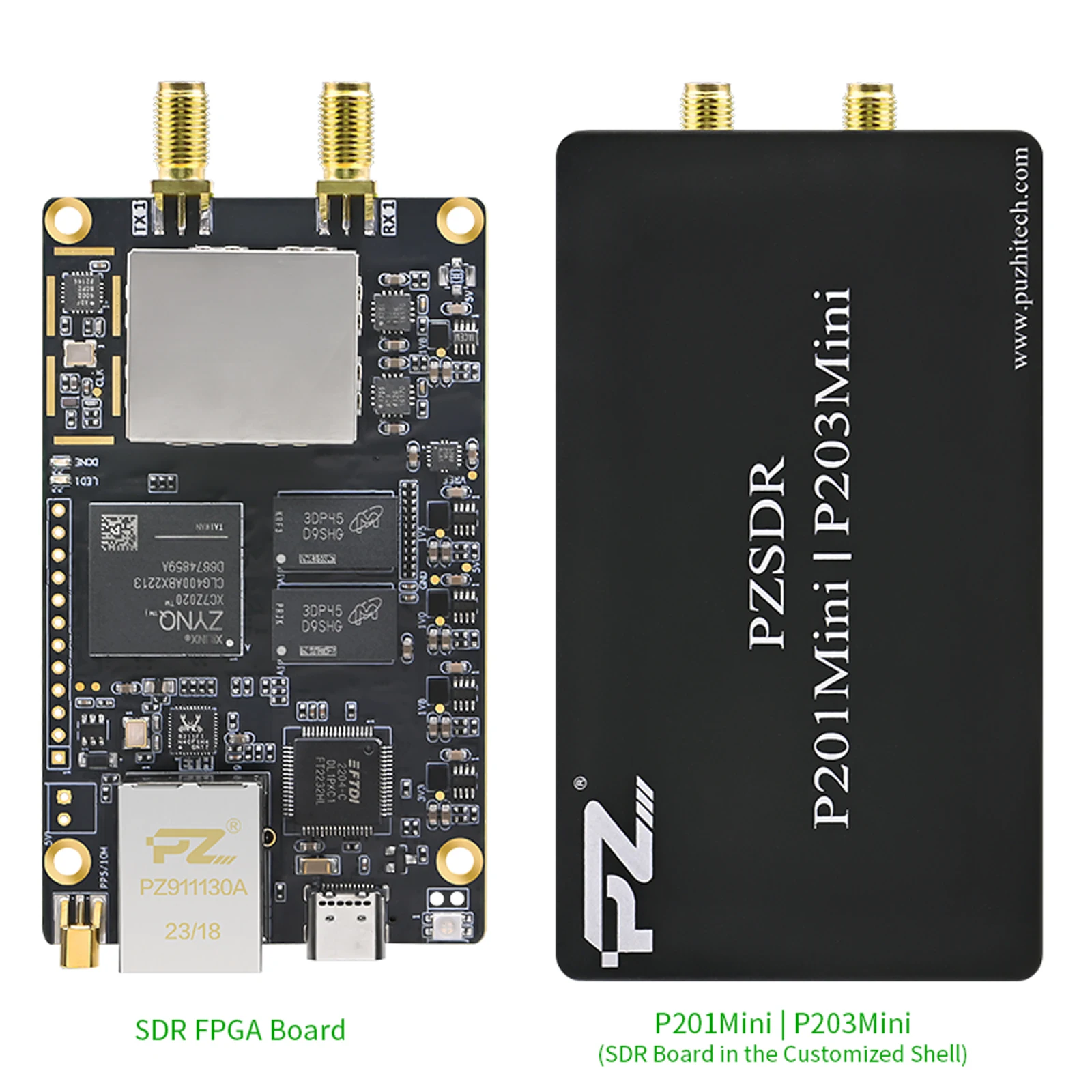 Puzhi Software Defined Radio Pluto SDR PZSDR P201Mini/P203Mini ZYNQ7020 SoC ADI AD9361 OpenWiFi AD9363 325M-3.8Ghz, 200K-20Mhz