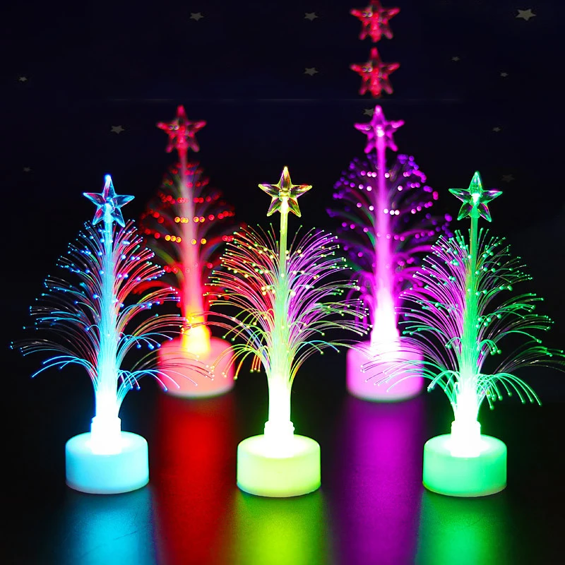 Árbol de Navidad de fibra electrónica LED con Flash, iluminación navideña colorida, decoraciones navideñas, regalos