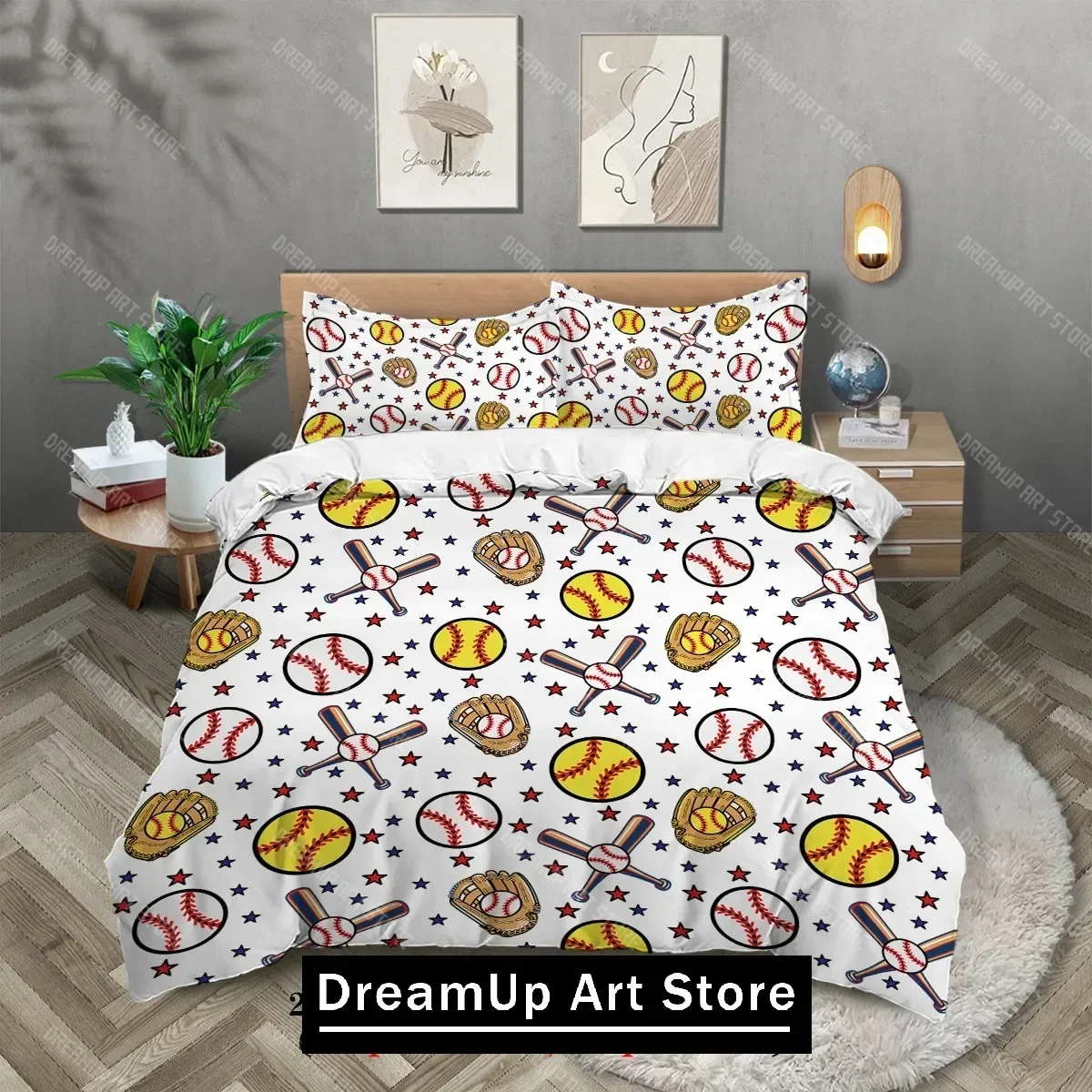 2026 3pcs Duvet Cover King Size - Sports Ball Theme King Duvet Cover Set ,with Baseball Bedding Set ,for Men's Bedding Gifts