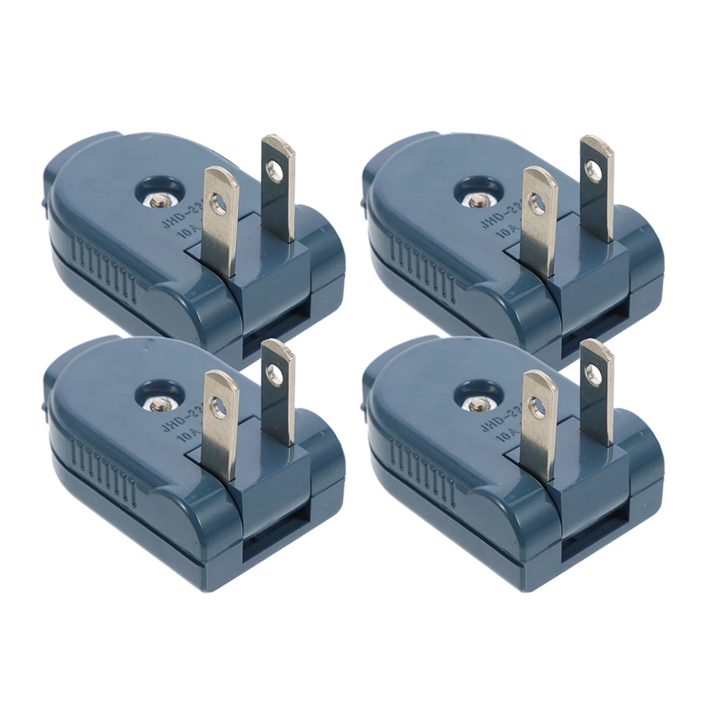 

4pcs 2 Prong Replacement Extension Cord Plug 10A 125V Heavy Duty Angle Electric Plug For Us Standard Wall Socket Repair