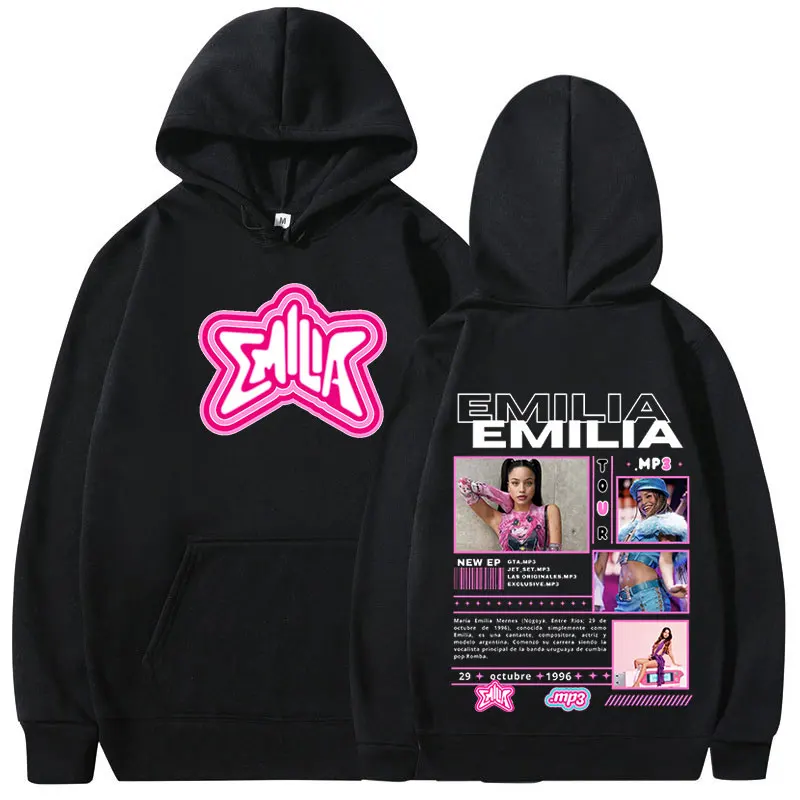 Emilia Mernes MP3 Tour Graphic Hoodies Mens Women Clothing Fashion Hip Hop Hooded Sweatshirts Harajuku Y2K Oversized Pullovers