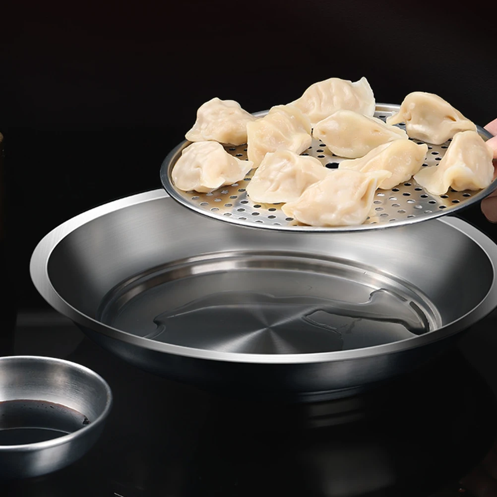 

Stainless Steel Dumpling Plate Draining Tray 304 Double Layer Serving Dish For Home Restaurant Kitchen Gadget Household