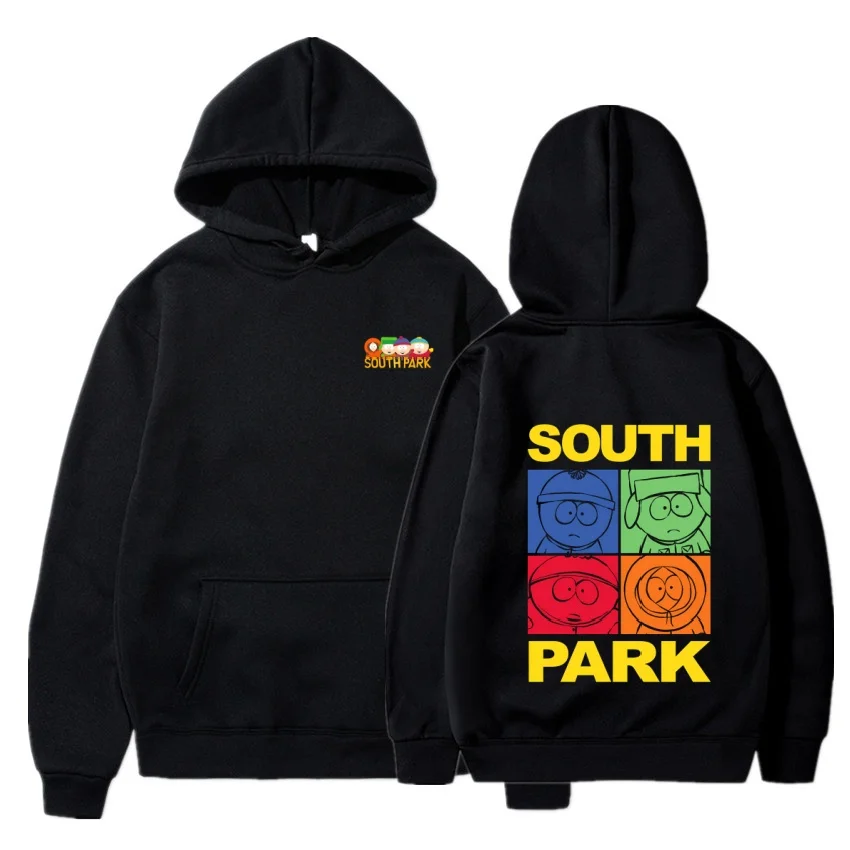 South Park Anime-Muster Hoodie, modischer warmer Mantel, Herren-Hoodie für Herbst und Winter, schwarzer Street-Hoodie mit langen Ärmeln – Detail 10