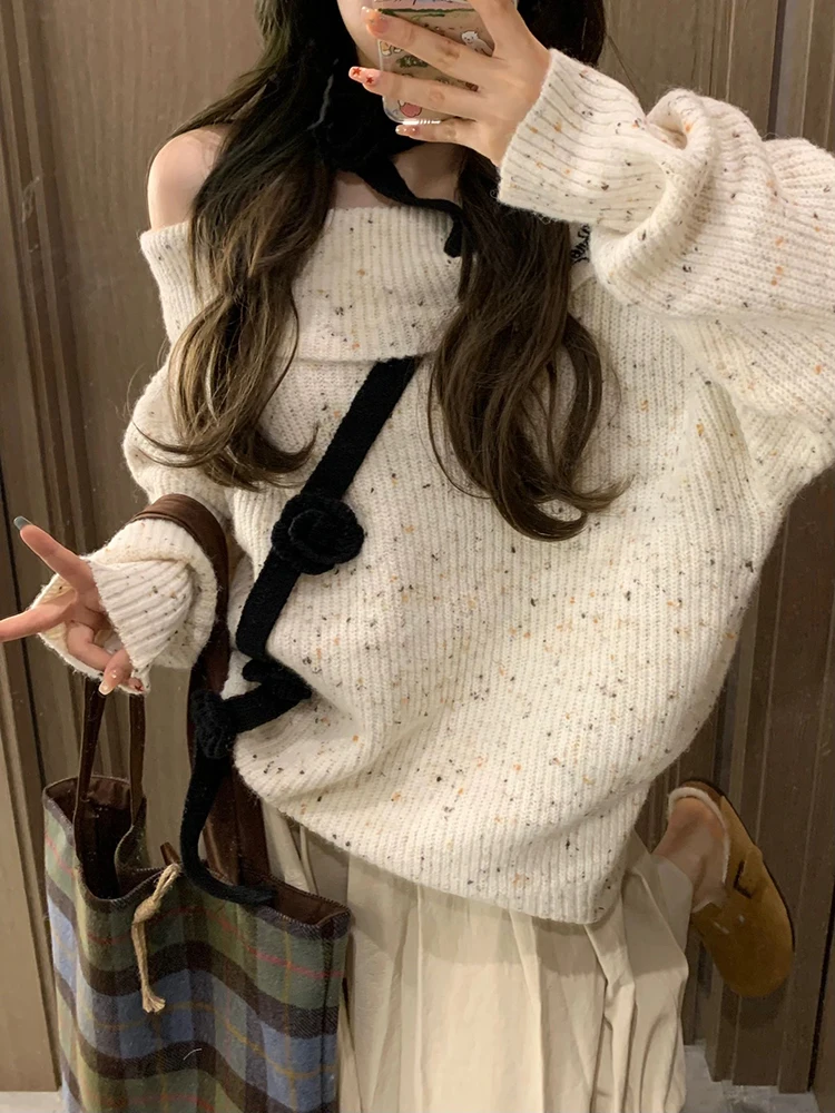 

Women Apricot Pullover Knitted Sweater Harajuku 90s Aesthetic Long Sleeve Jumper Sweaters Korean Y2k 2000s Vintage Clothes 2023