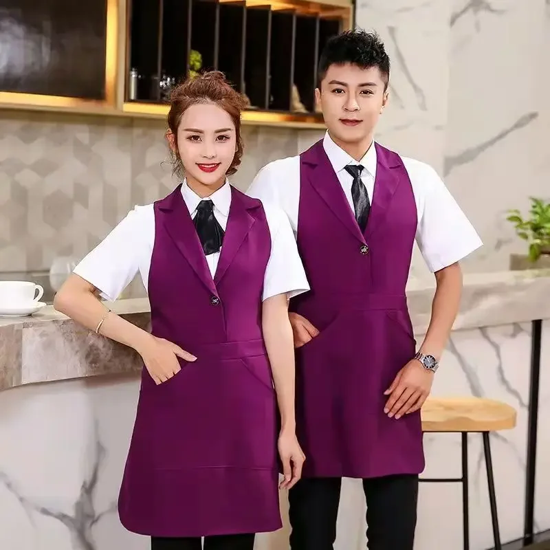 Fashion Suit Collar Waiter Server Kitchen Apron Household Cleaning Women Men Overalls Pinafore Sleeveles Cooking Bib Accessories