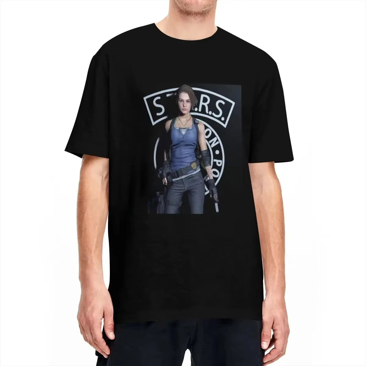 Y2K Funny T-Shirts Residents Evils Tees Jill Valentine Design T-Shirt Beach O Neck Harajuku Tees Pattern Oversized Print Tees