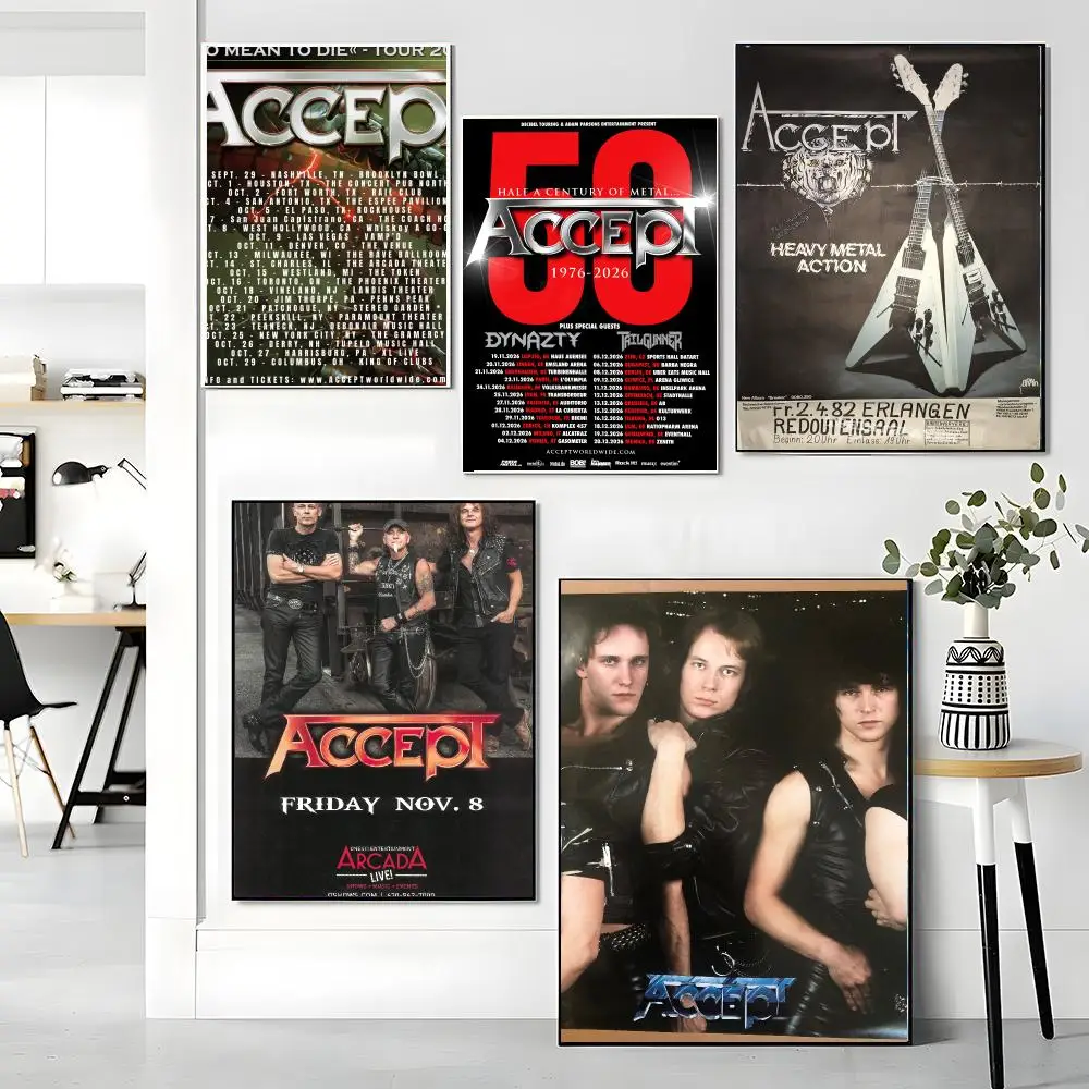 band A-Accept-T Painting Calligraphy Artwork for Living Room Bedroom Office Home Decor