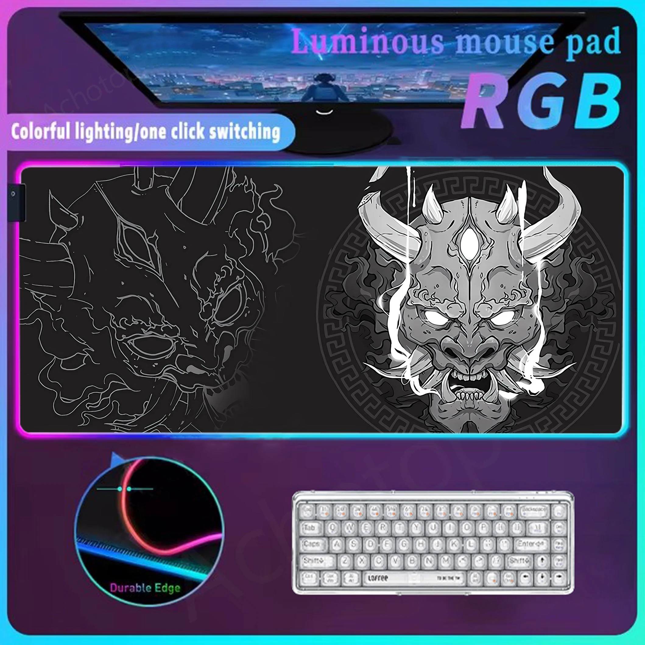 

Rgb Oni Extended Pad Game Mousepad Large Led Mouse Pad Setup Gamer Mouse Mat Desk Mats Glow Personality Table Mat Pads 90x40cm