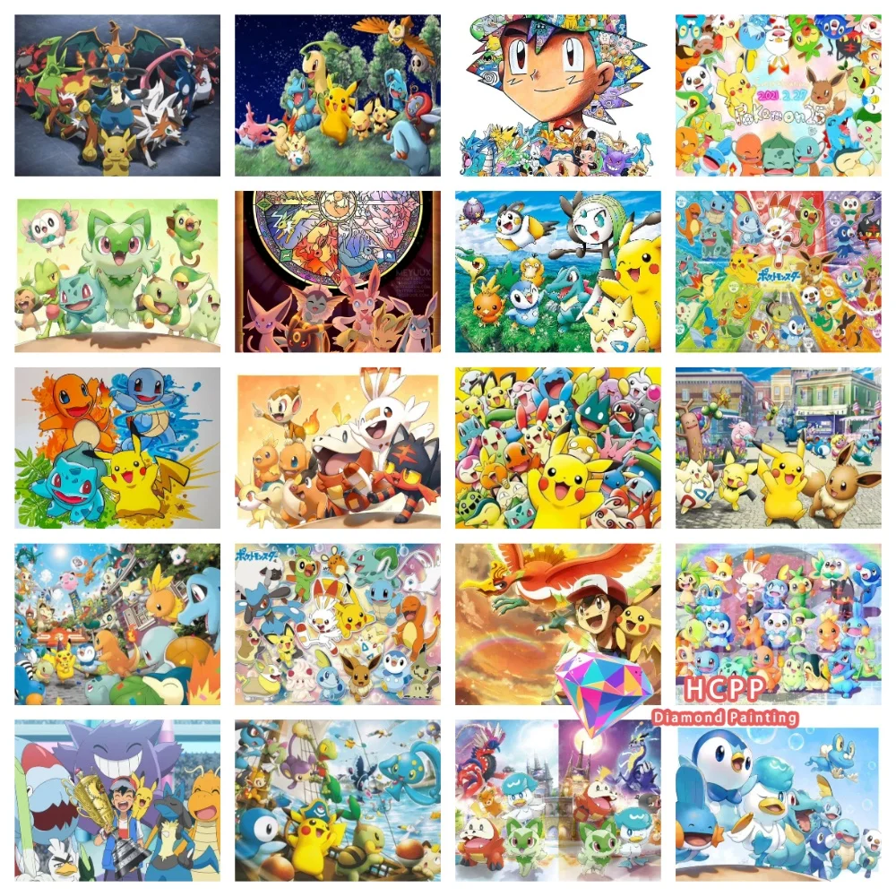 Pikachu Diamond Painting Kit Square Round Diamond DIY Japanese Cartoon Anime Mosaic Handmade Art Unique Gift Crafts Home Decor