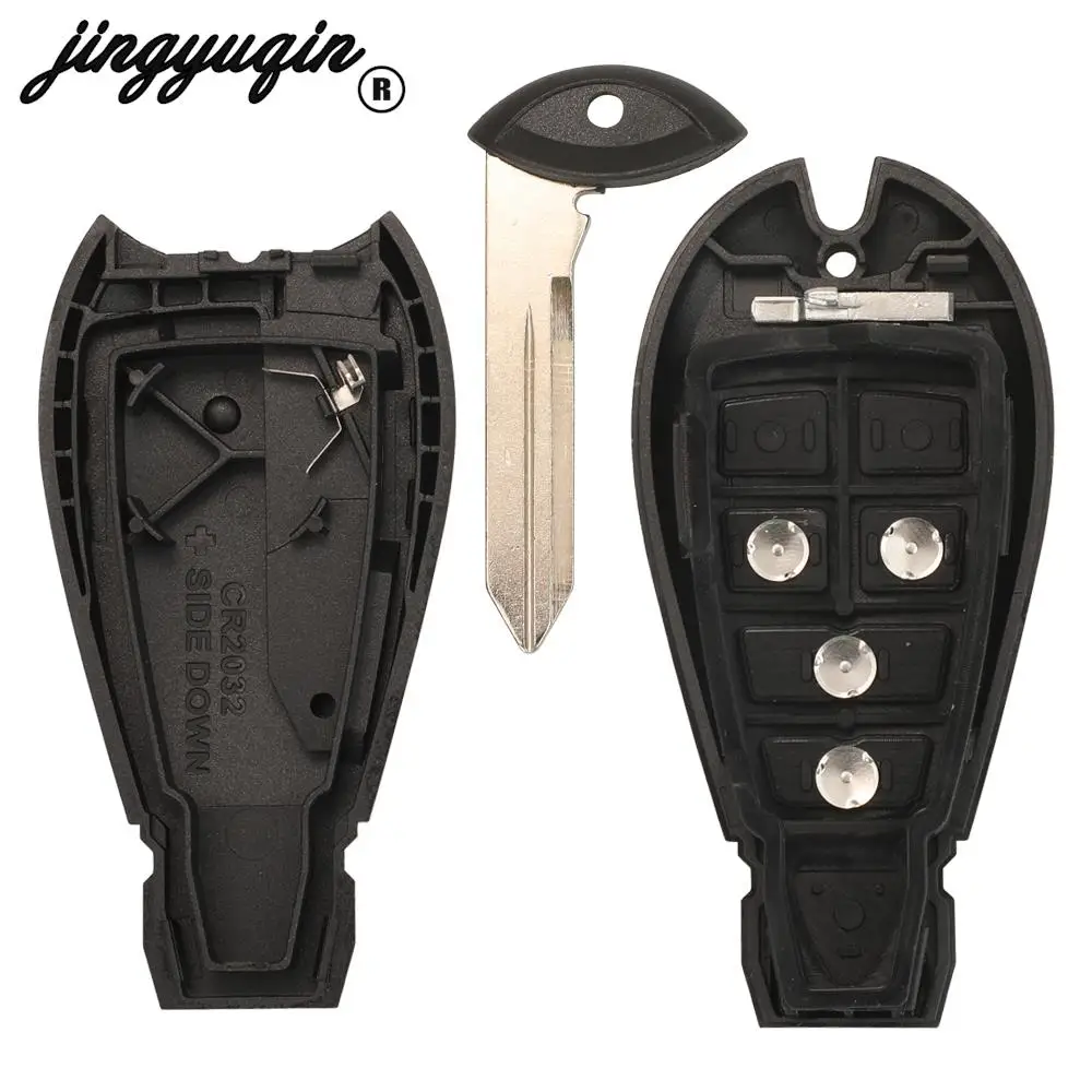 

jingyuqin Car Remote Key Shell Case 2/3/4 Buttons For Jeep Cherokee 2014 2015 2016 2017 2018 2019 Dodge Chrysler fo38 Blade fob