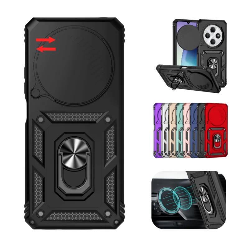 Xiaomi Redmi 14C 케이스 슬라이드 카메라 보호 커버 용 Armor Funda Redmi14C 14 C Redmy 14C 4G 자동차 마그네틱 링 스탠드 Capa