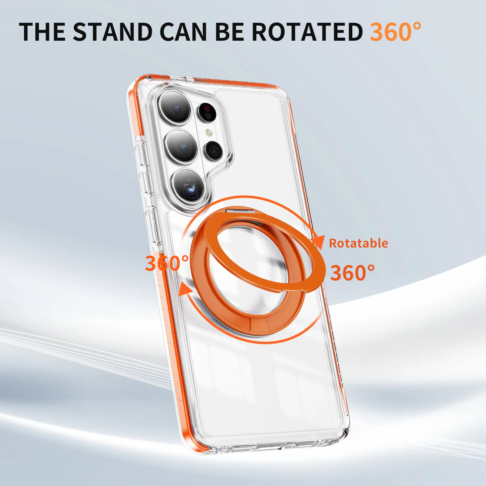 Crystal Shield Gear Rotating Bracket Magnetic Transparent Phone Case, For Samsung S26 S25 S23 Ultra S24 Plus Protective Cover view 2