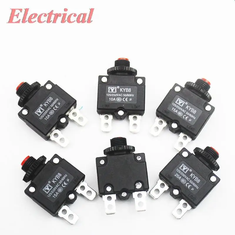 1pc 10A 15A 20A 25A AC125V/250V 50/60Hz Circuit Breaker Overload Protector for Air Compressor