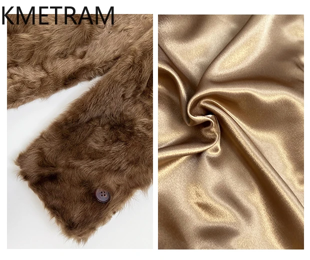 Damska kurtka z prawdziwej wełny owczej, dwustronna, luksusowa, czerwona płomieniowa, żółta, zimowa odzież damska 2025 abrigos