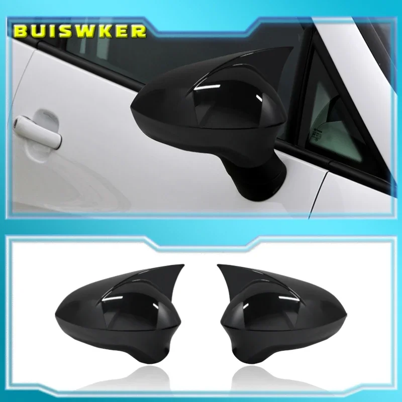 2p Bright Black Side Wing Rearview Mirror cover caps For Seat ibiza Cupra 2009-2017