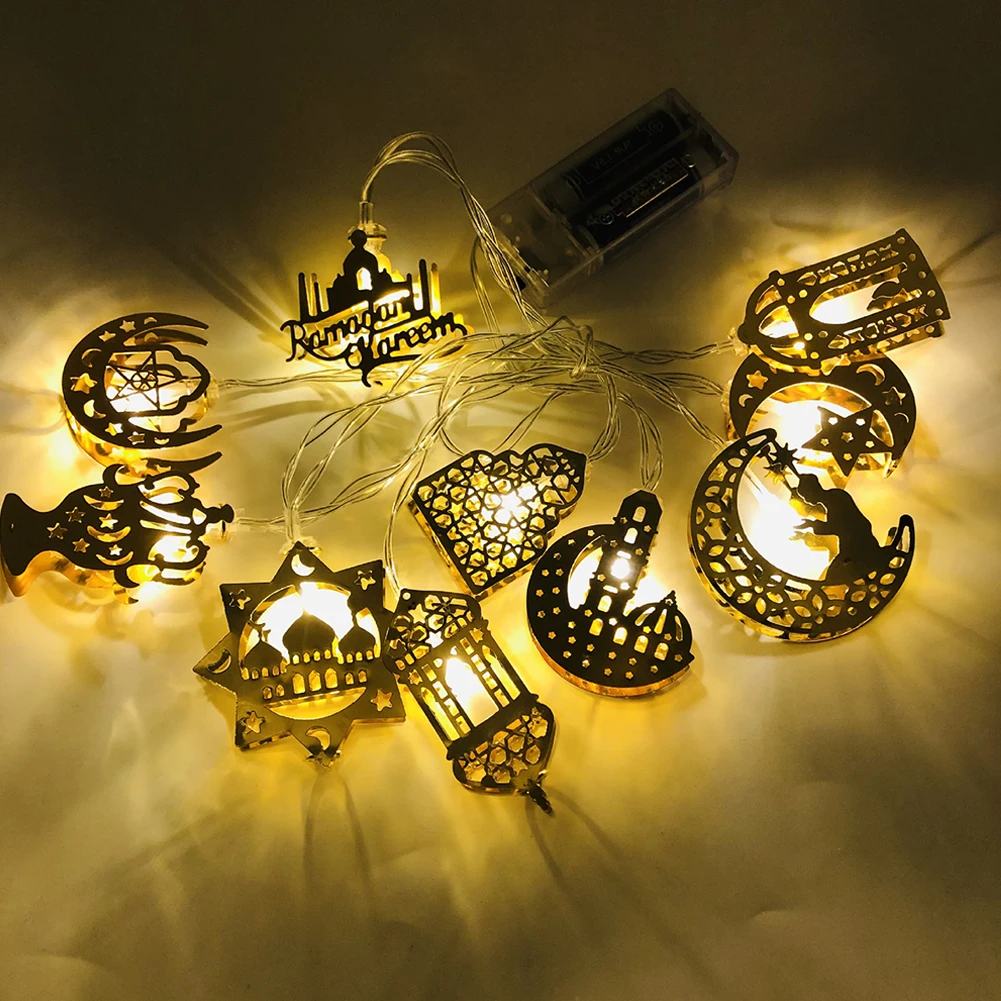 1.65m ระเบียงเครื่องประดับ Ramadan String Light 10LED สวน IP42 กันน้ํา Inoor สําหรับเทศกาลมุสลิมติดตั้งง่าย WARM