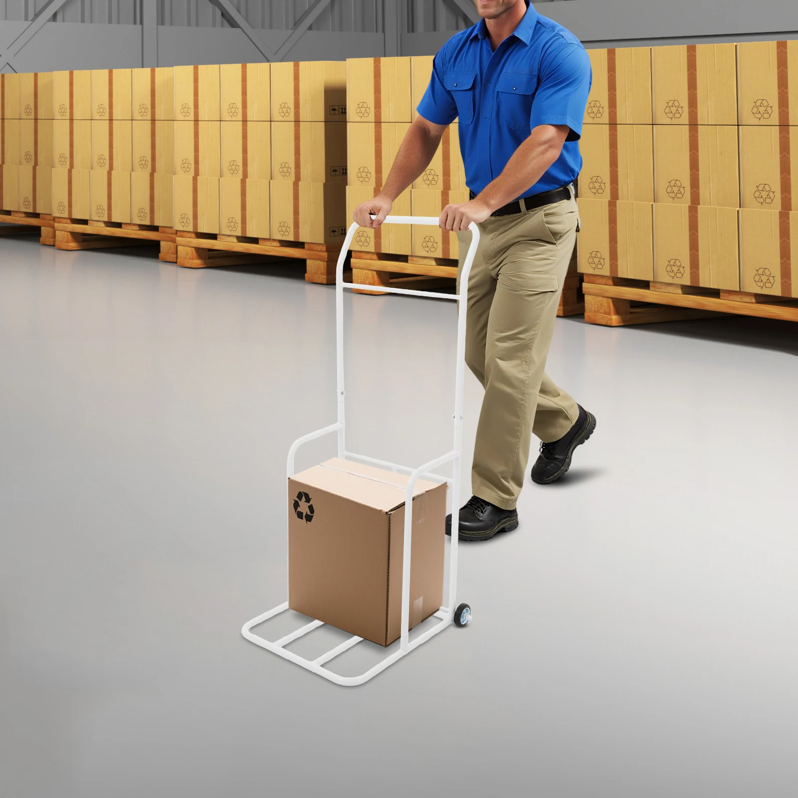 รถเข็นกรวยจราจรสูง 49.21 นิ้ว สำหรับขนย้ายกรวยจราจร ที่วางกรวยจราจรเหล็กคุณภาพสูงพร้อมล้อแม็กซ์สองล้อ