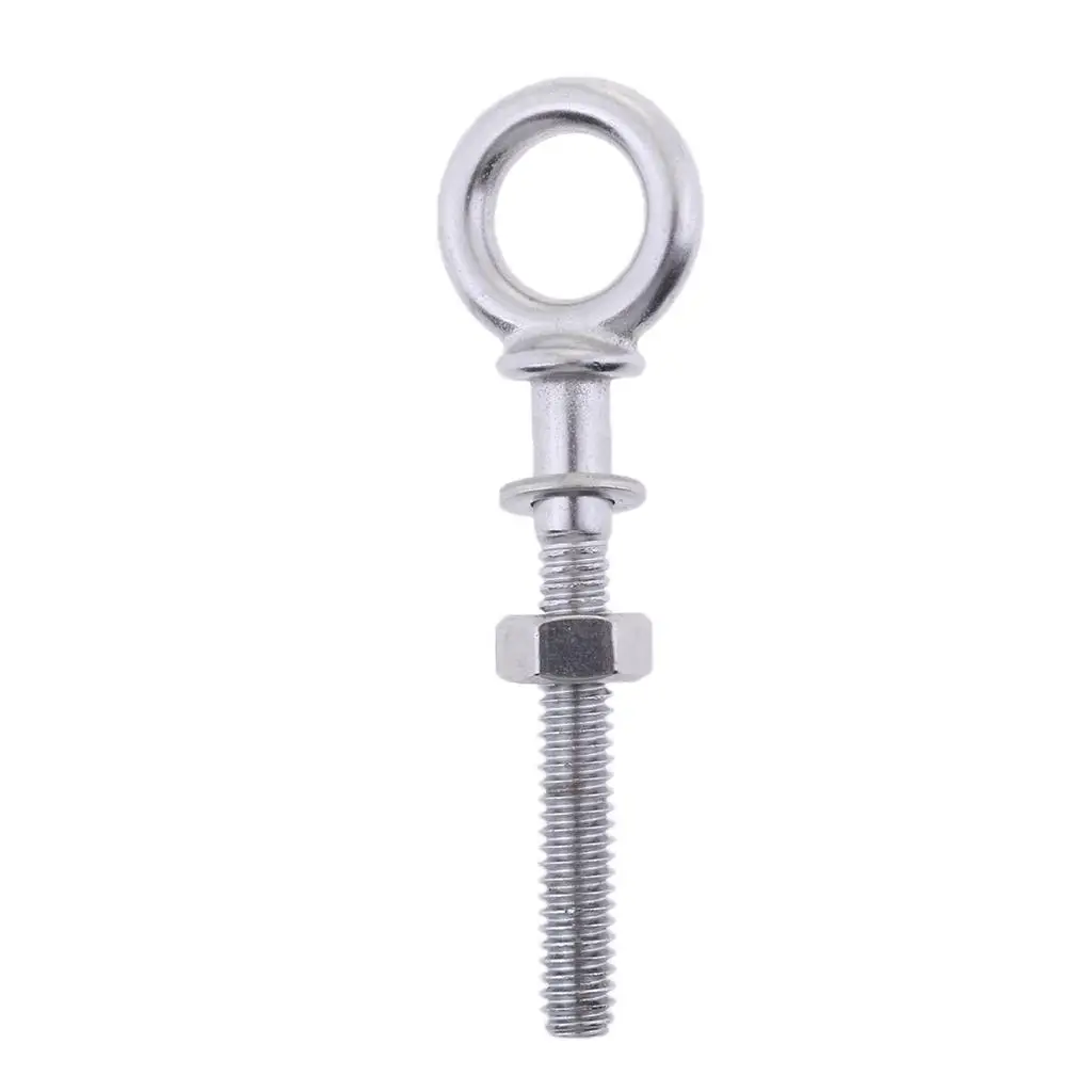 304 Stainless Steel Long Lifting Eye Bolt with Nut and Washer Marine Hardware M4 x 40mm Dropshipping