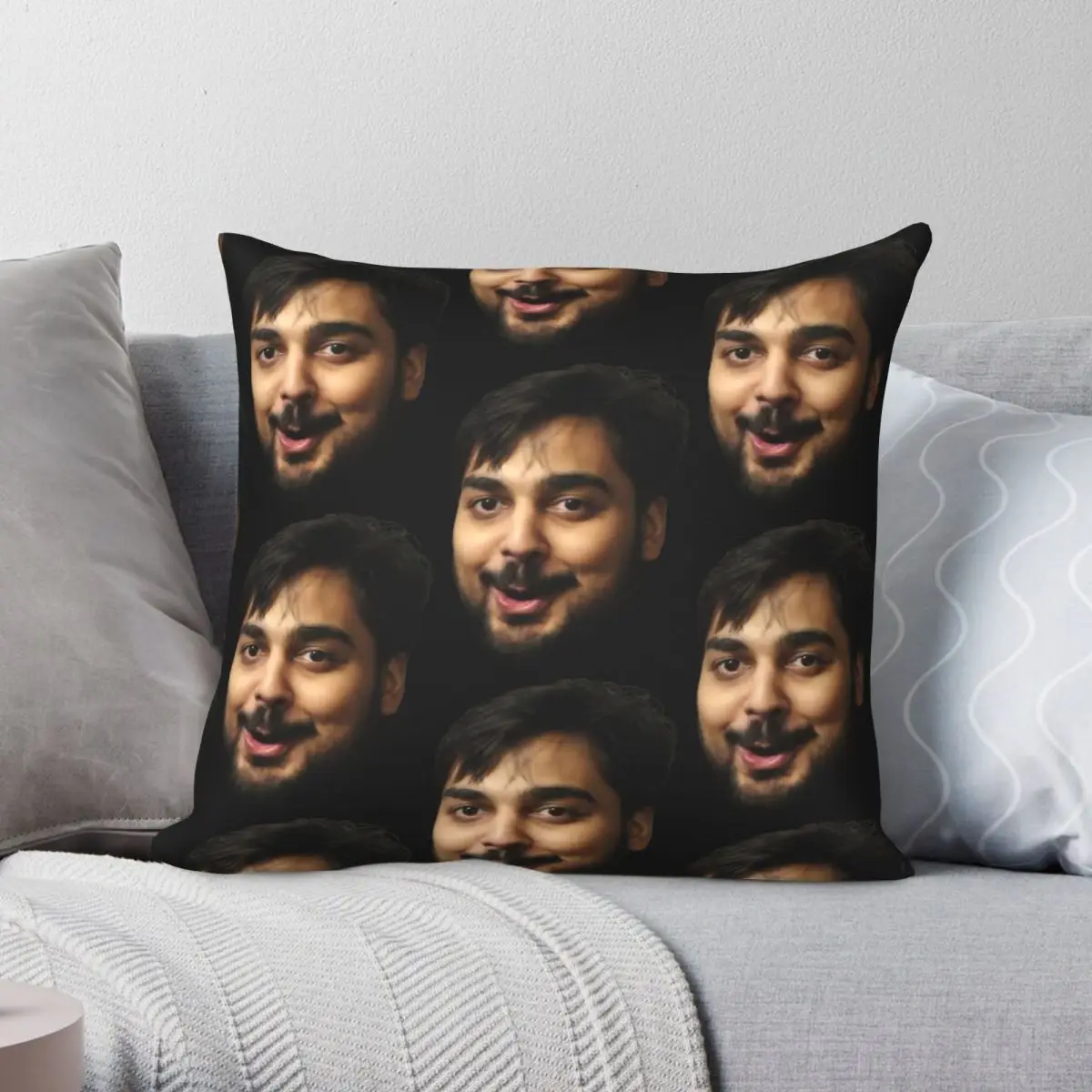 

Mutahar Poggers Square Pillowcase Polyester Linen Velvet Printed Zip Decor Sofa Cushion Cover