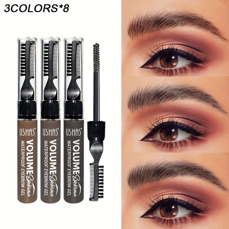 

24Pcs/lot USHAS 3Colors Eyebrow Mascara Eyebrow Gel Natural Long-lasting Waterproof Brow Gel and Tint Dye Cream for Eyes Makeup