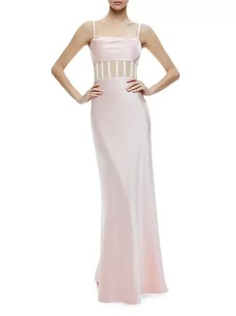 Elegent Satin Corset Column Gown Sleeveless Padded Maxi Dress Floor Length Stretch V Neck Mermaid Formal Evening Party Dress