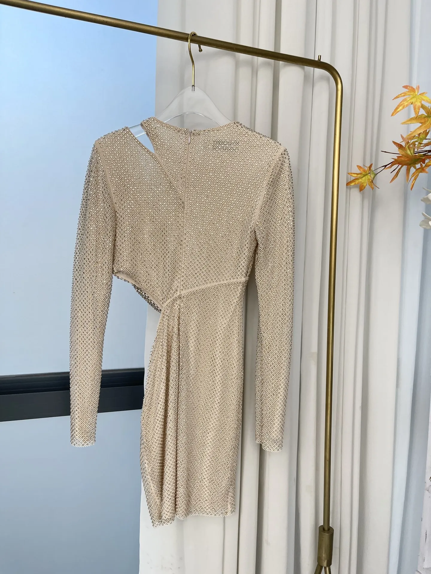 

Pressed Long Sleeve Mini Dress Silver Diamonds Women 2025 New