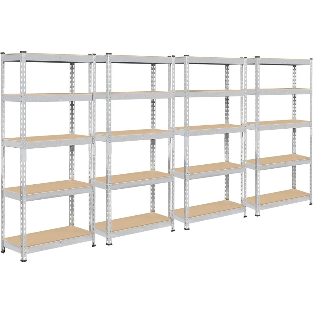 

4 PCS 5-Tier Utility Shelves Metal Storage Shelves Garage Shelving Unit Adjustable Garage Storage Shelves Storage Racks Heavy