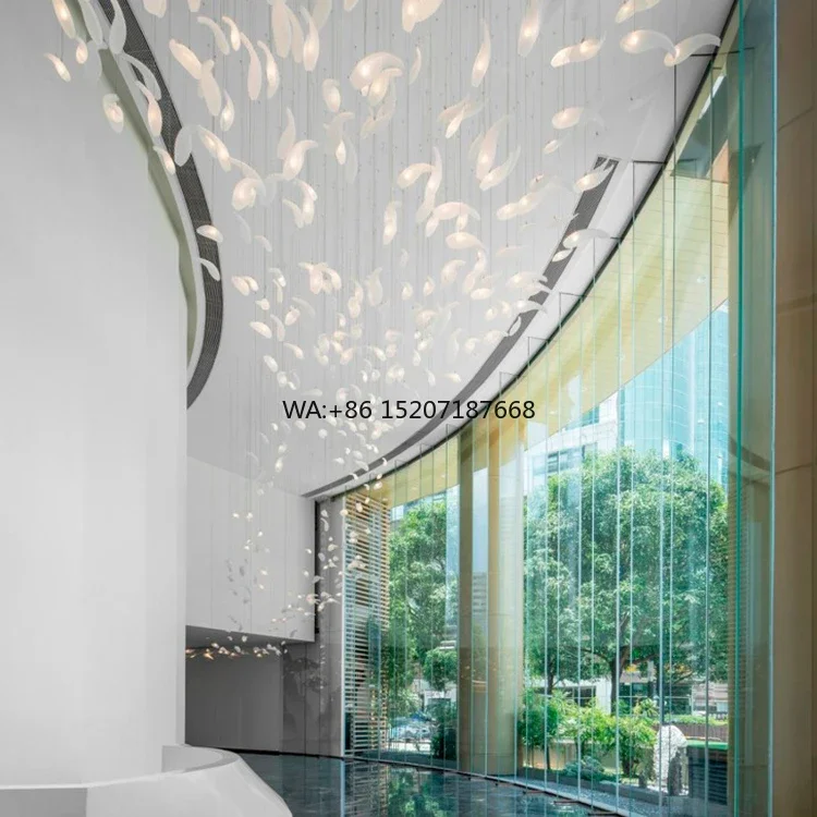 

Modern Indoor Decoration Custom Led Chrome Finish Copper for Commercial Mall Hotel Luxury Long Oval