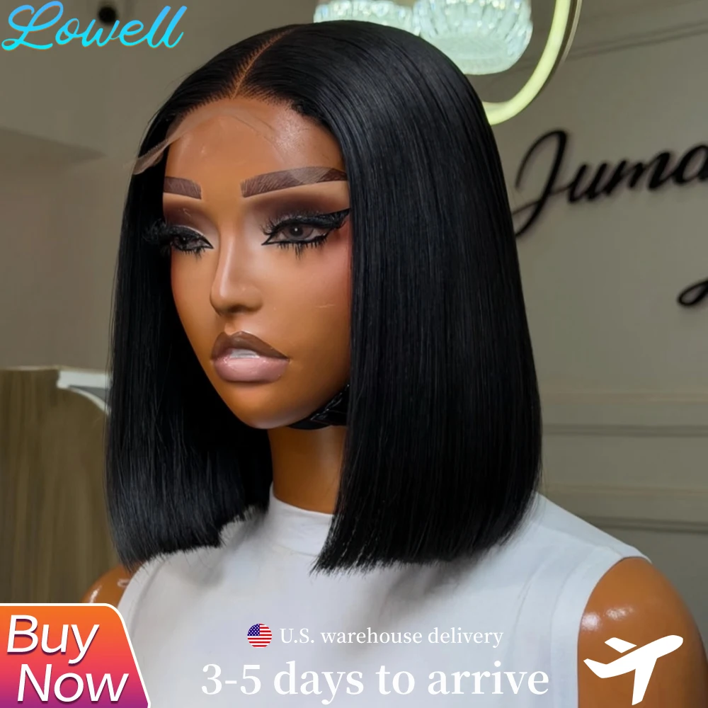 

Парик из натуральных волос 4x4 Short Bob Straight 13x4 HD с прозрачной кружевной передней частью, без клея, предварительно проработанный, для чернокожих женщин, плотность 200%