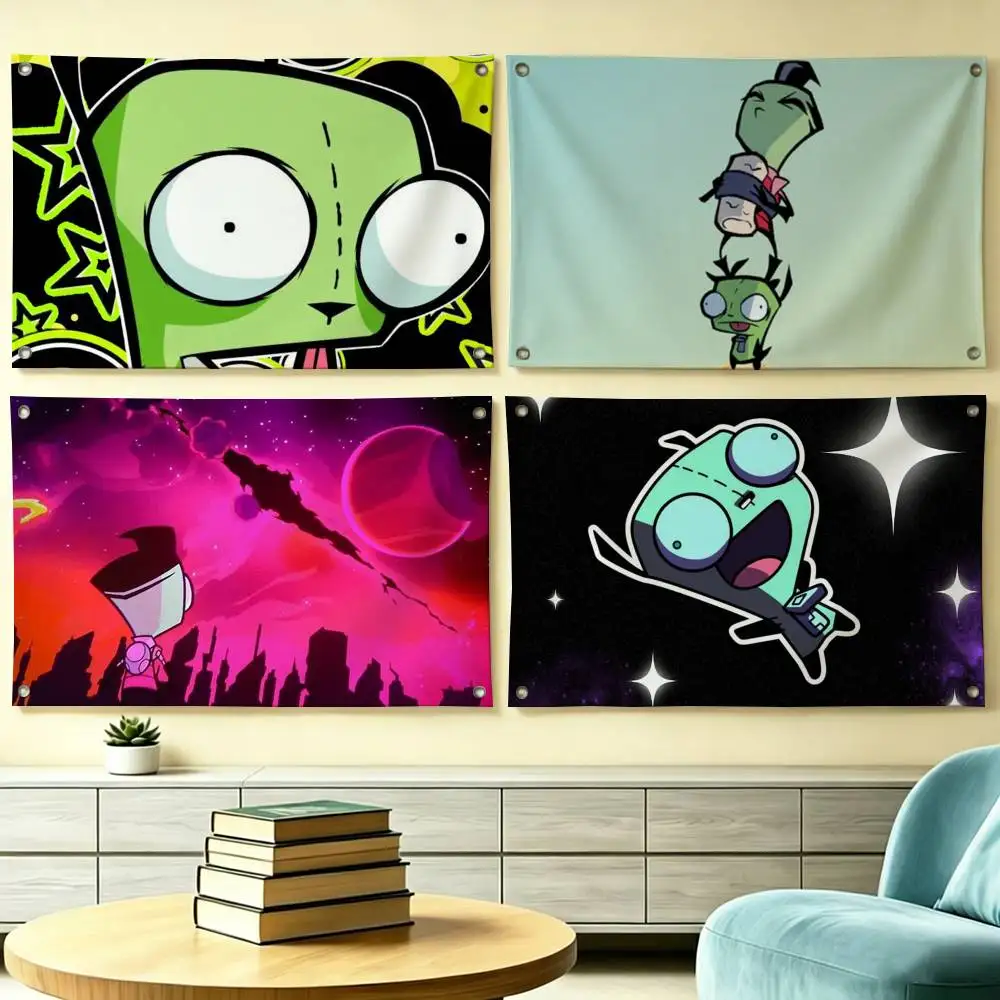 Classic Cartoon I-Invader Zim Flags for Bedrooms Home Decor Items Outdoor Decors Garage Decoration Flaga
