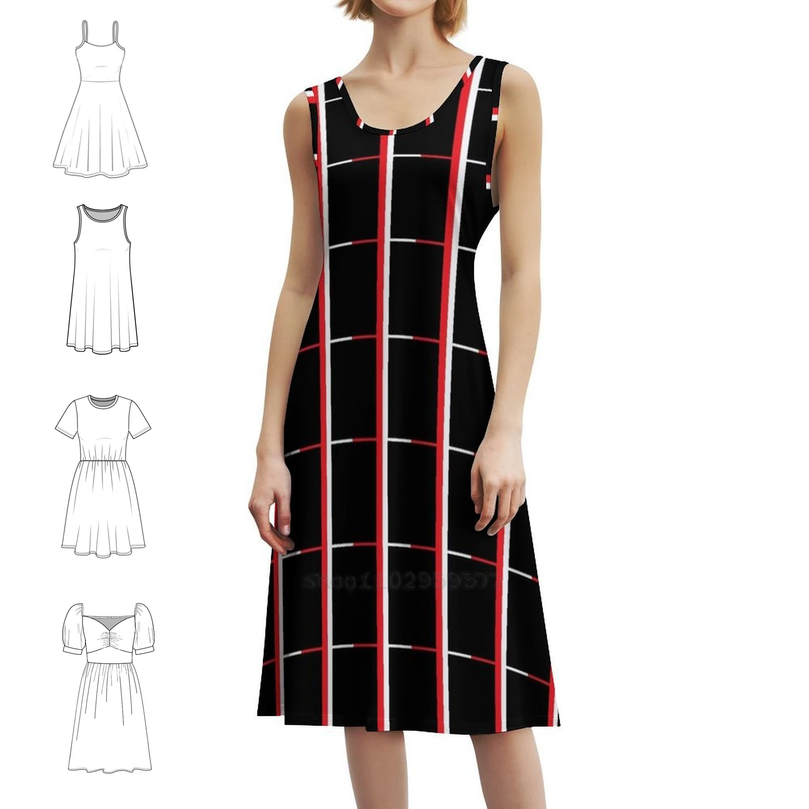 Redish Pattern Sweetheart Neckline Dress Elegant Summer Party Dress For Women Pattern Pattern Curtains Dress