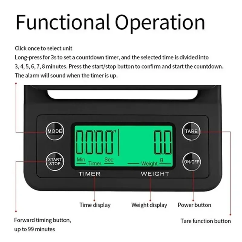 3/5kg 0,1g hochpräzise Kaffee waage mit Timer multifunktion ale Küchen waage Lebensmittel back waage LCD elektronische Digital waage