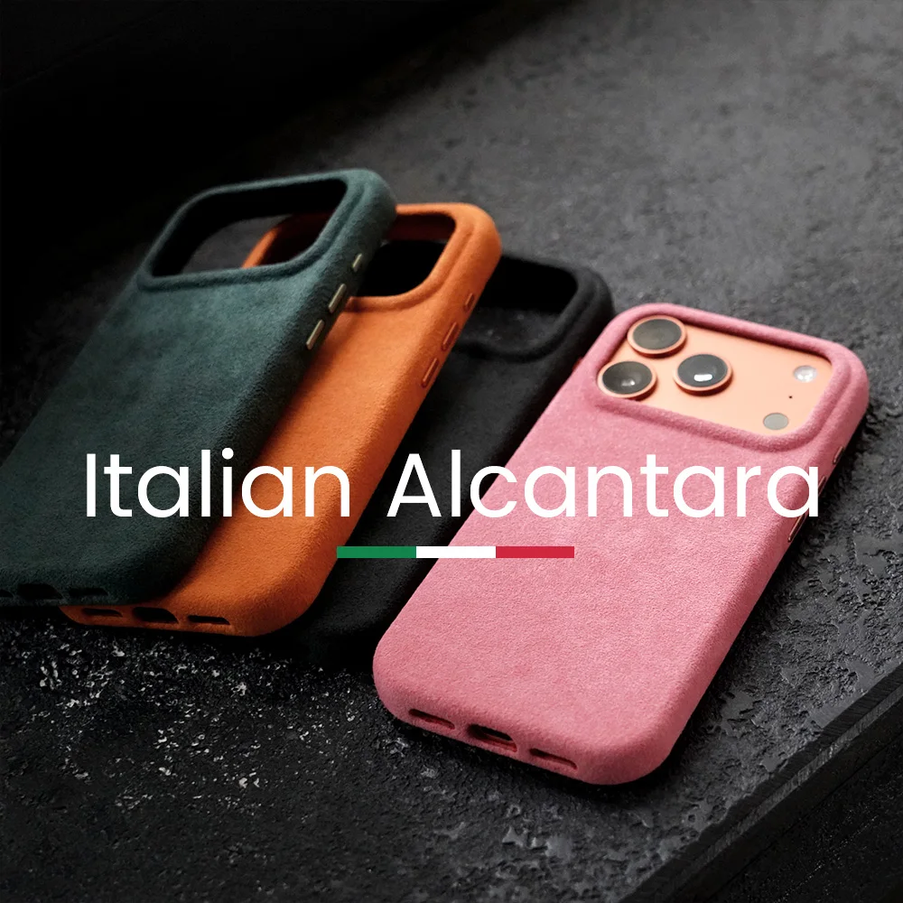 

Handmade for ALCANTARA Case for iPhone 17 Pro / 17 Pro Max Compatible MagSafe Luxury Suede Leather Supercar Phone Cases Cover
