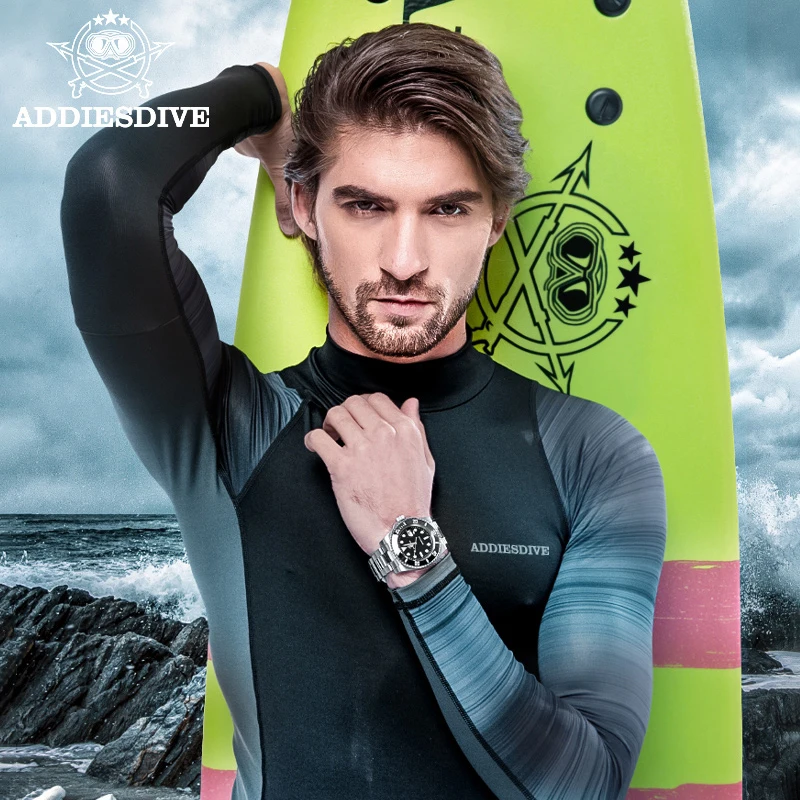 ADDIESDIVE クォーツ高級ステンレス鋼ギフトウォッチダイバーウォッチ 200 メートル C3 BGW9 超発光セラミックベゼルスポーツメンズ腕時計ファッション