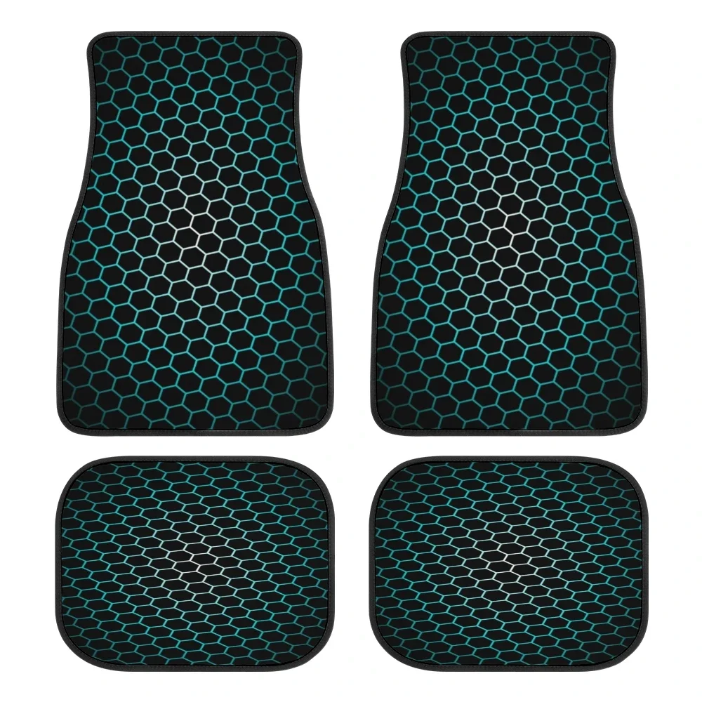 Honeycomb Hexagon Printed Car Floor Mats Upholstery Accessories Rubber Fits Most Cars Custom Pattern Foot Mats