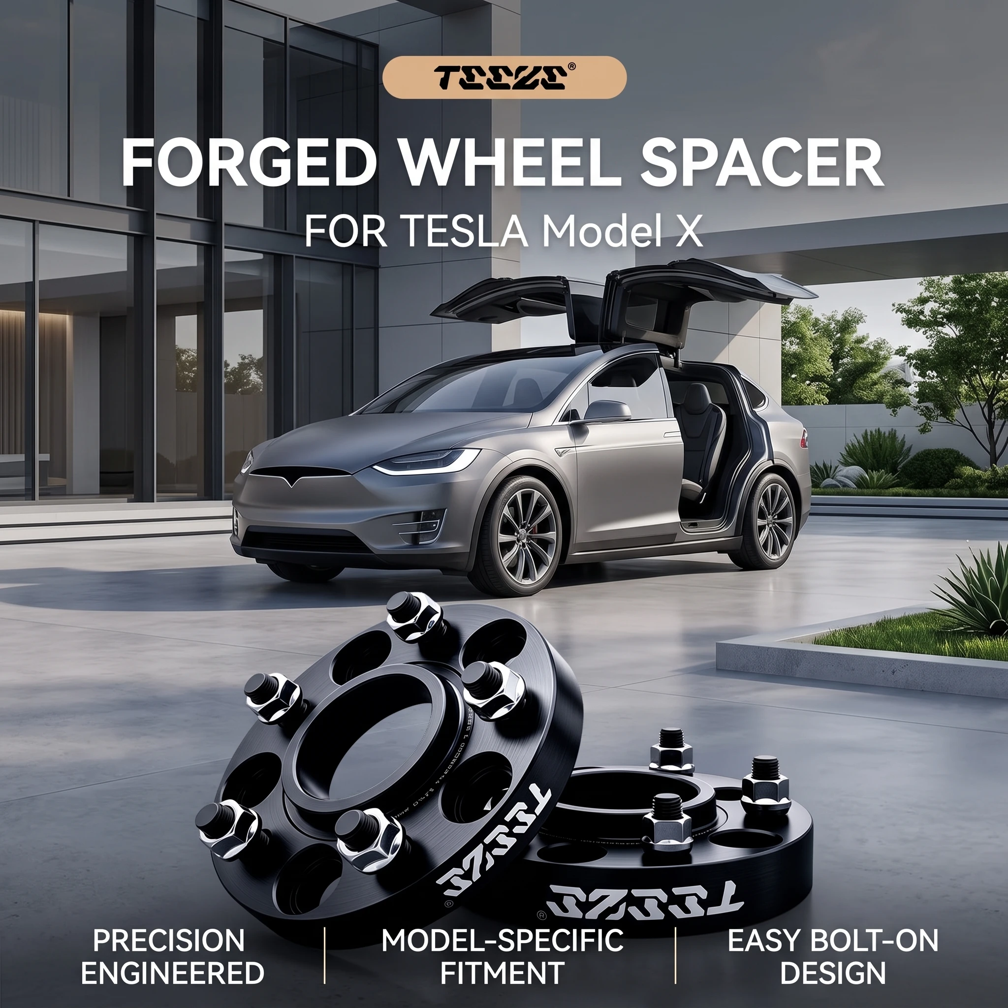 Teeze 2/4pcs 5x120 CB 64.1mm M14x1.5 Hub Centric Black Forged wheel spacer For TESLA Model X Flange Plate 15/20/25/30/35mm
